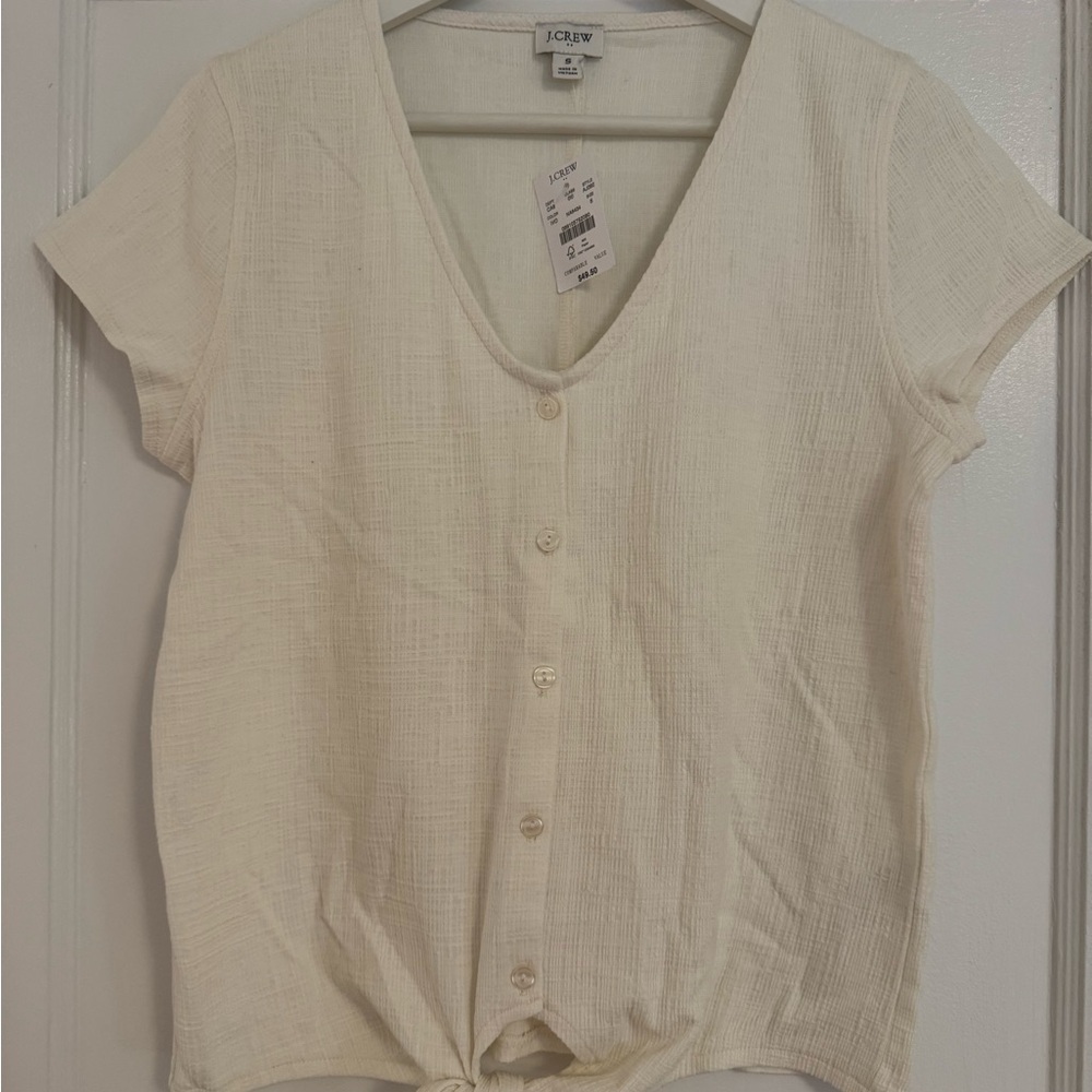 J. Crew Cream Short Sleeve Button Down Shirt
